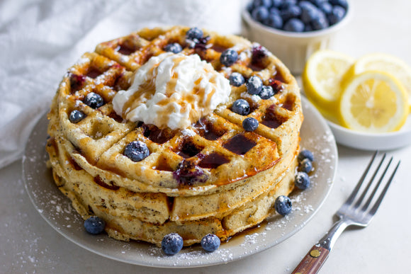 Lemon-Blueberry Poppyseed Ricotta Waffles